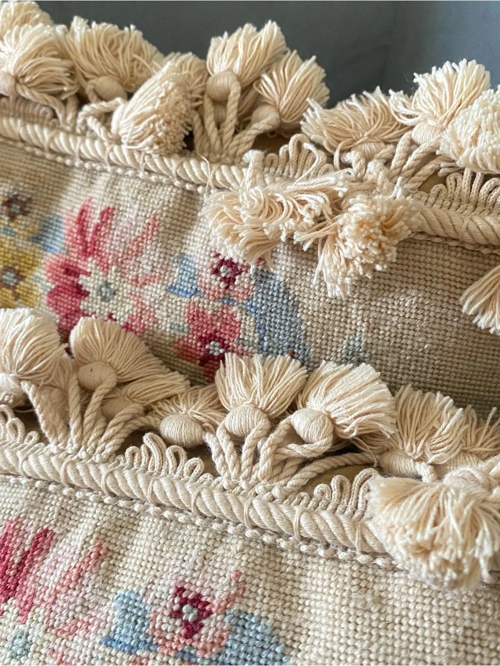 Vintage Needlepoint Throw Pillows – Set of 2 – Feather/Down Filled – 14” x 14”